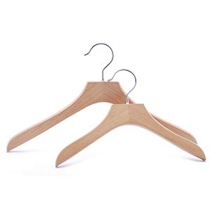 Lacker Made Solid Beech Wood Hanger Natural Color High Chrome Hook China Factory Hangers